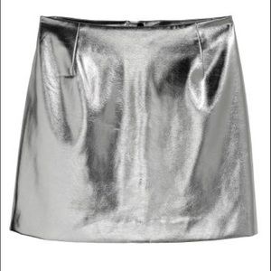 H&M Silver Metallic Mini Skirt